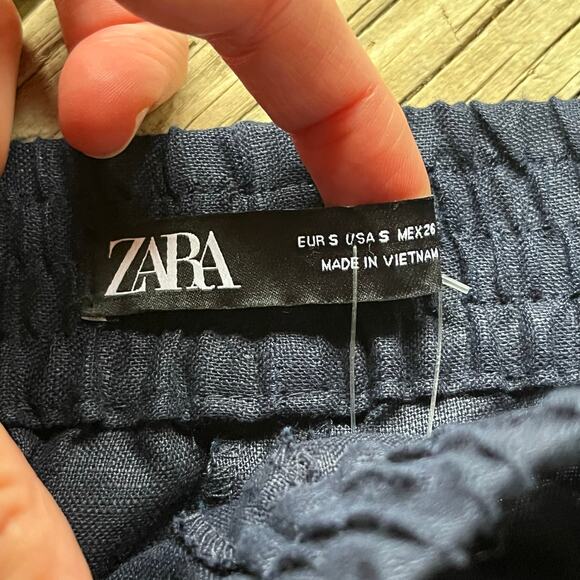 Zara Women's Black 100% Linen Tie-Waist Shorts Size S. NEW - Picture 5 of 7